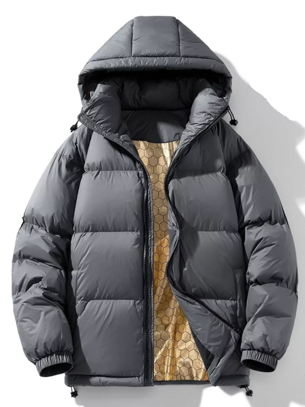 Men's Full Size Zip Up Warm Padded Hooded Puffer Jacket Plus Size, image 4