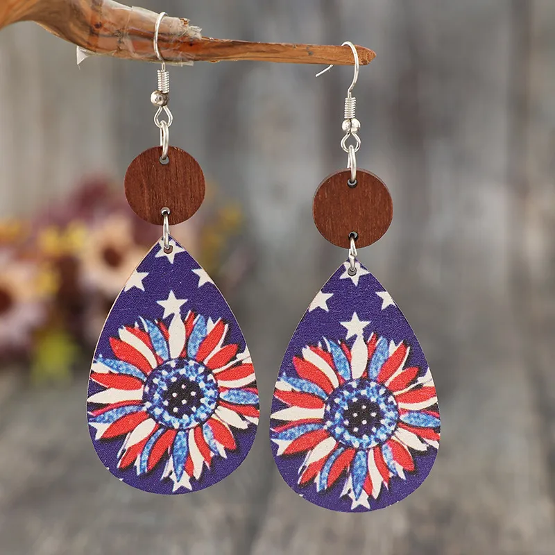 Printed PU Leather Dangle Earrings, image 2
