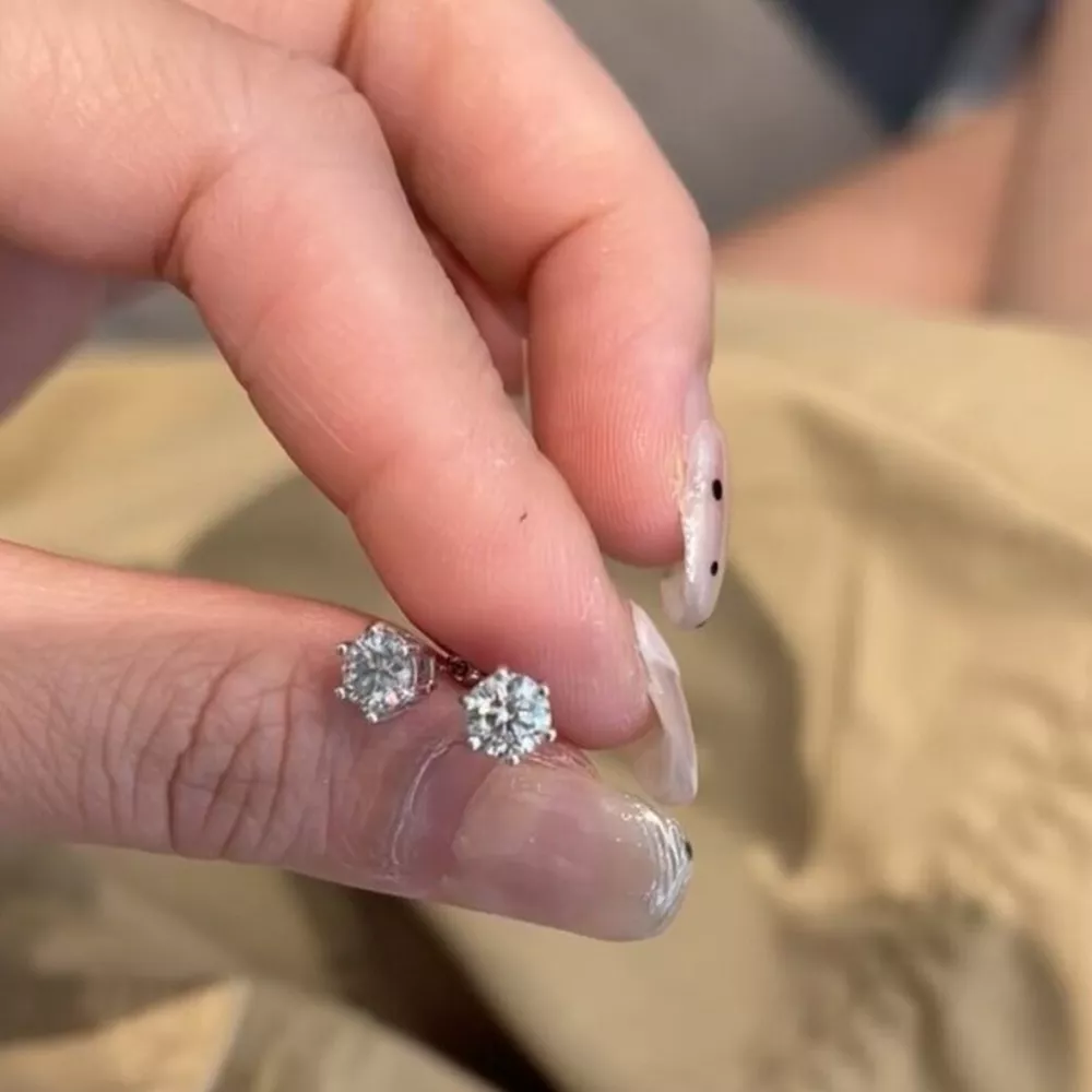 2 Carat 925 Sterling Silver Moissanite Stud Earrings, image 6