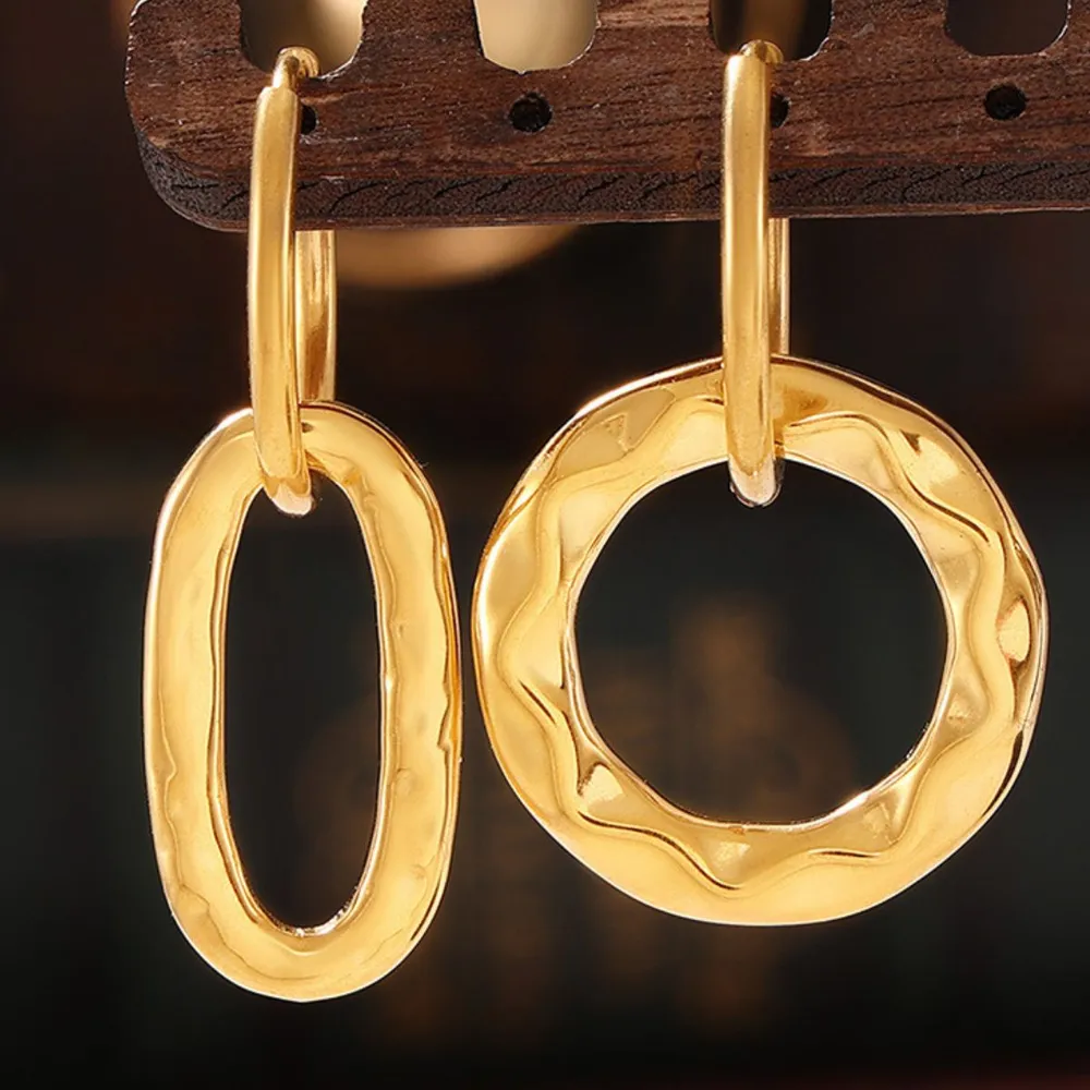 18K Gold-Plated Titanium Steel Annulus Earrings, image 5