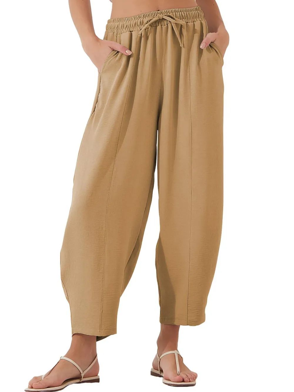 Full Size Drawstring Cropped Jogger Pants Plus Size, image 12