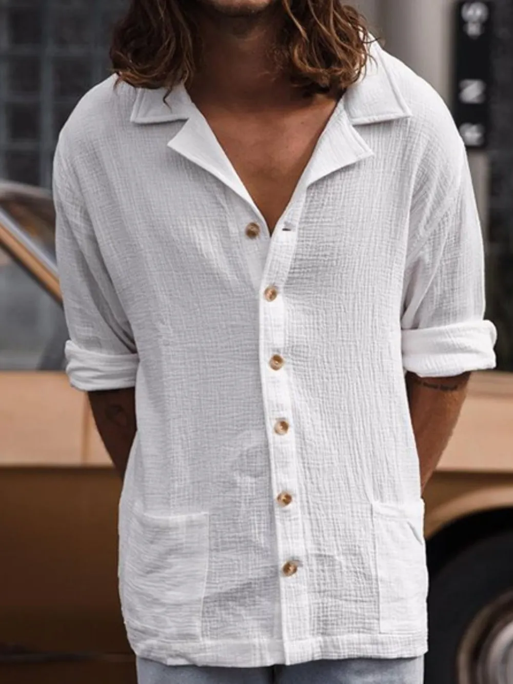 Men's Full Size Button-Up Relaxed Fit Shirt Plus Size, image 2