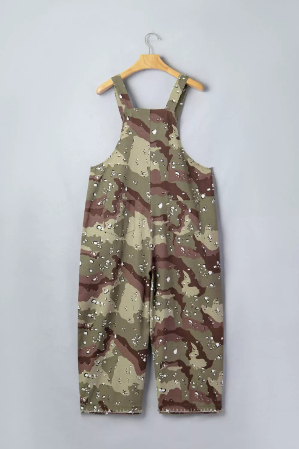 Camouflage Print Leopard Detail Loose Denim Overall Cropped Jumpsuit, image 3