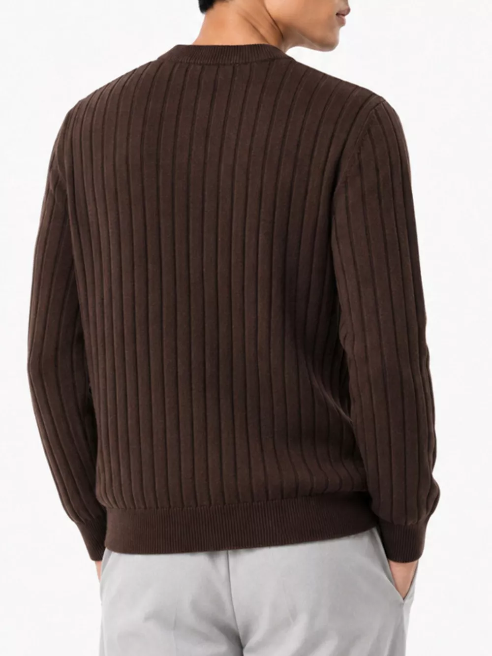 Men's Plus Size Ribbed Knit Crew Neck Sweater, image 8