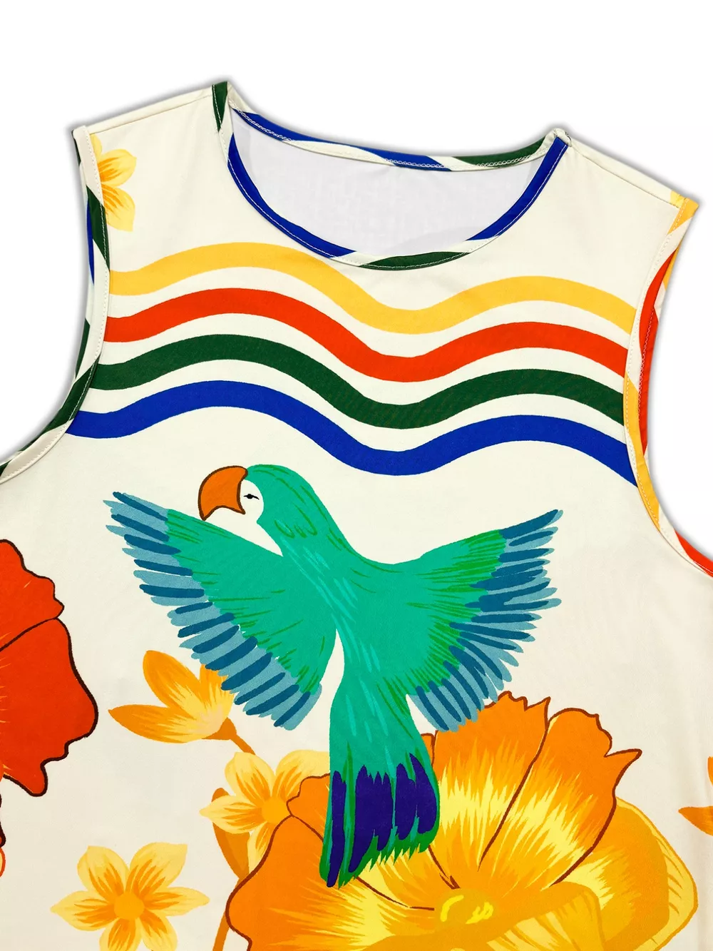Plus Size Tropical Parrot Print Sleeveless Midi Dress, image 6
