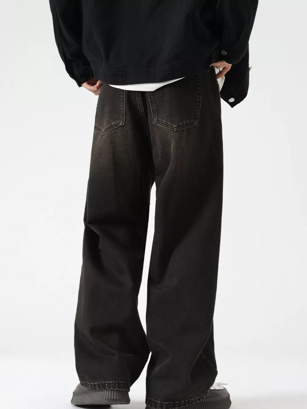 Men's Wash Wide Leg Jeans, image 4