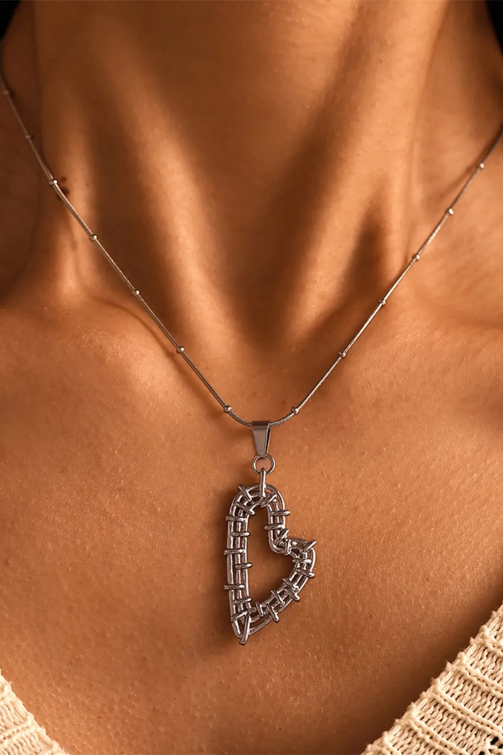 Stainless Steel Heart Earrings and Necklace Set, image 5