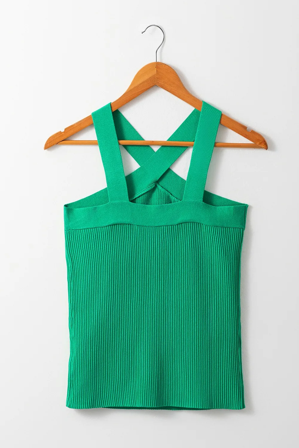 Ribbed Criss Cross Halter Neck Sheath Sweater Tank Top, image 8