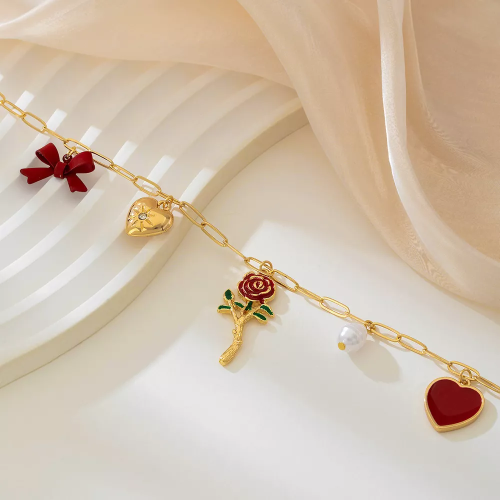 18K Gold-Plated Alloy Chain Necklace with Pendant, image 5