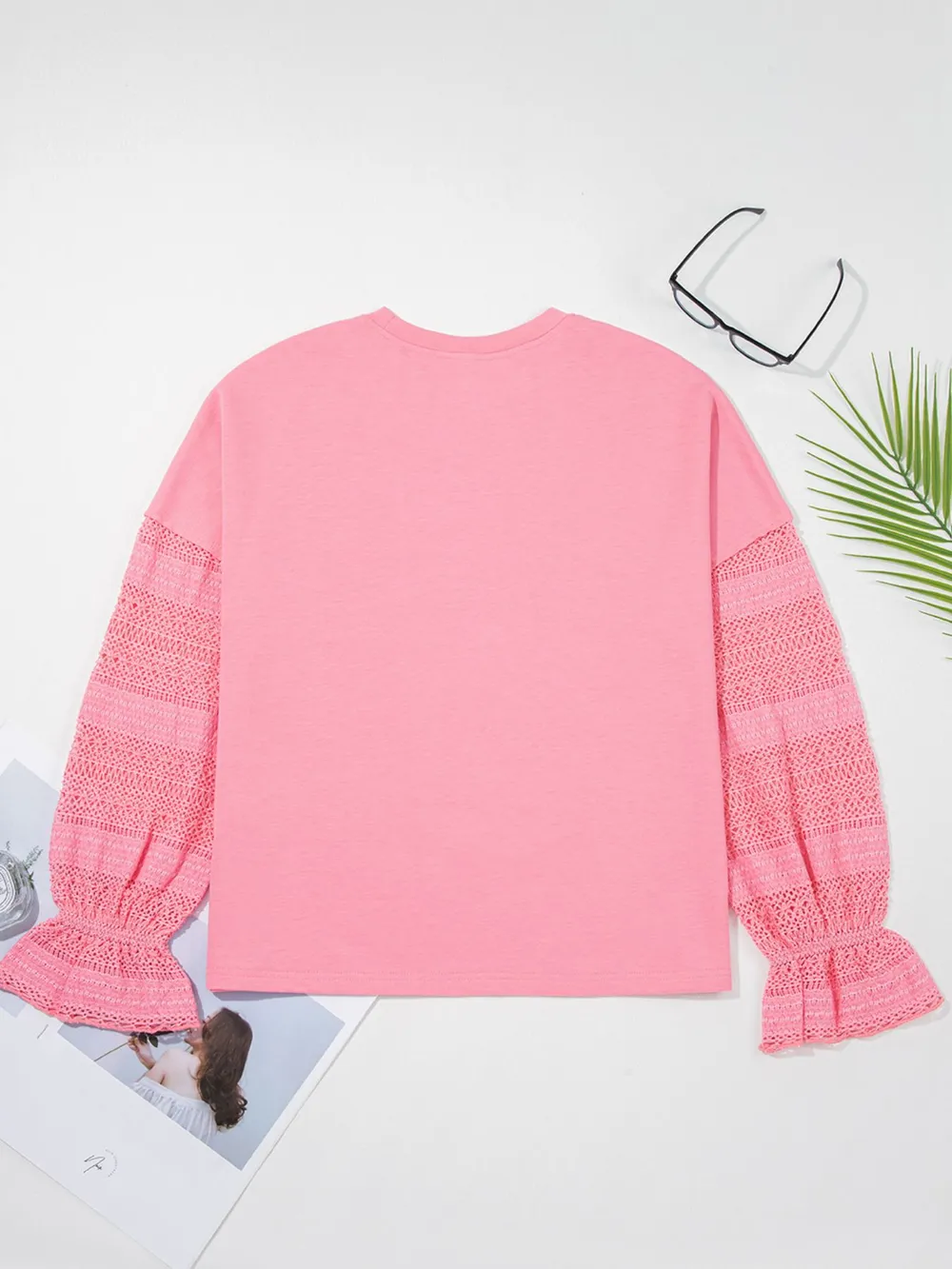 Lace Detail Flounce Sleeve Sweatshirt, image 7