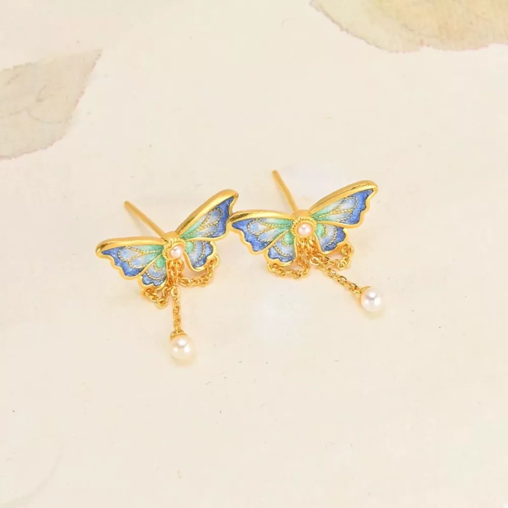 18K Gold-Plated Butterfly Earrings, image 2
