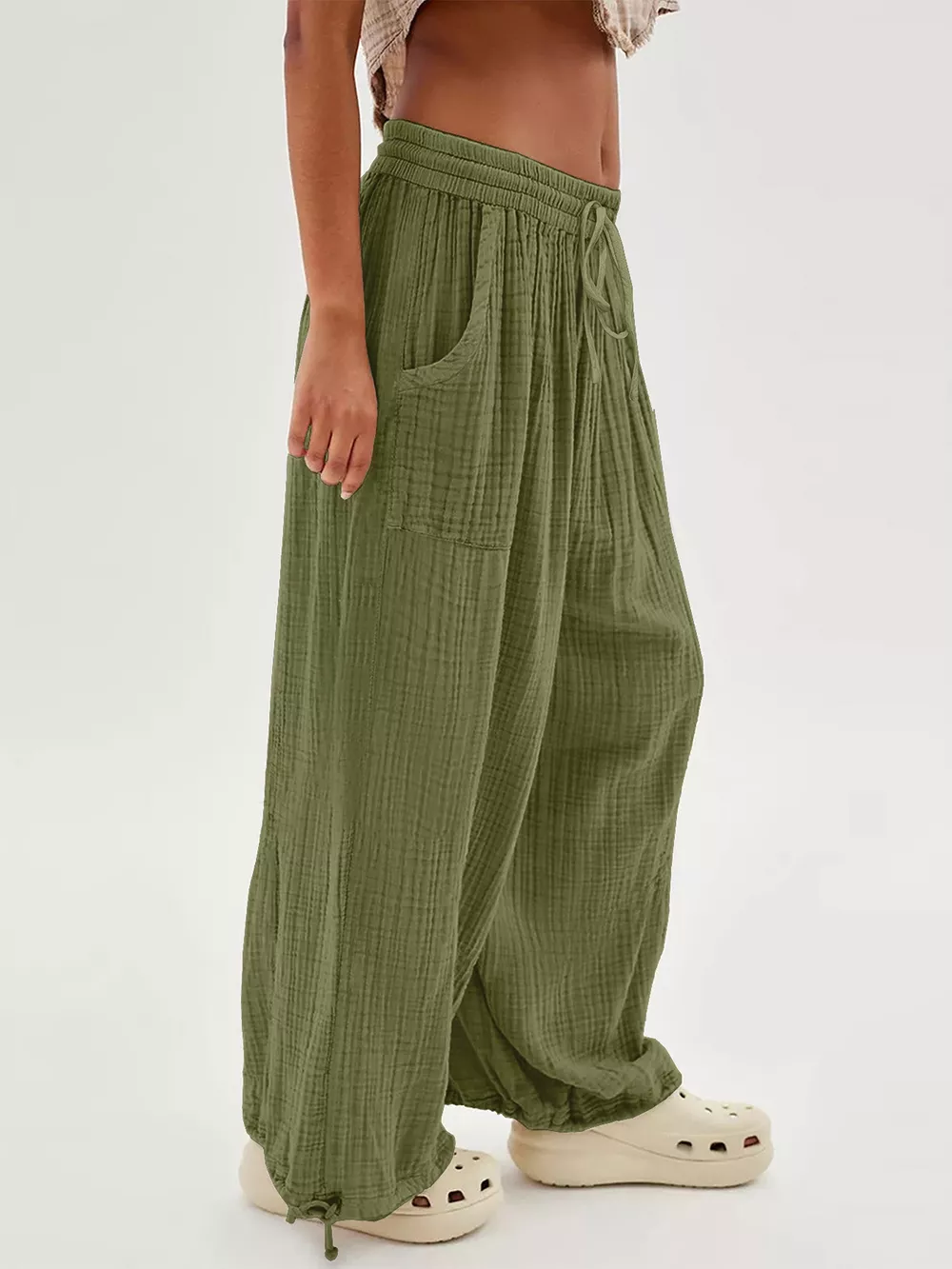 Loose Fit Gauze Drawstring Pants, image 9