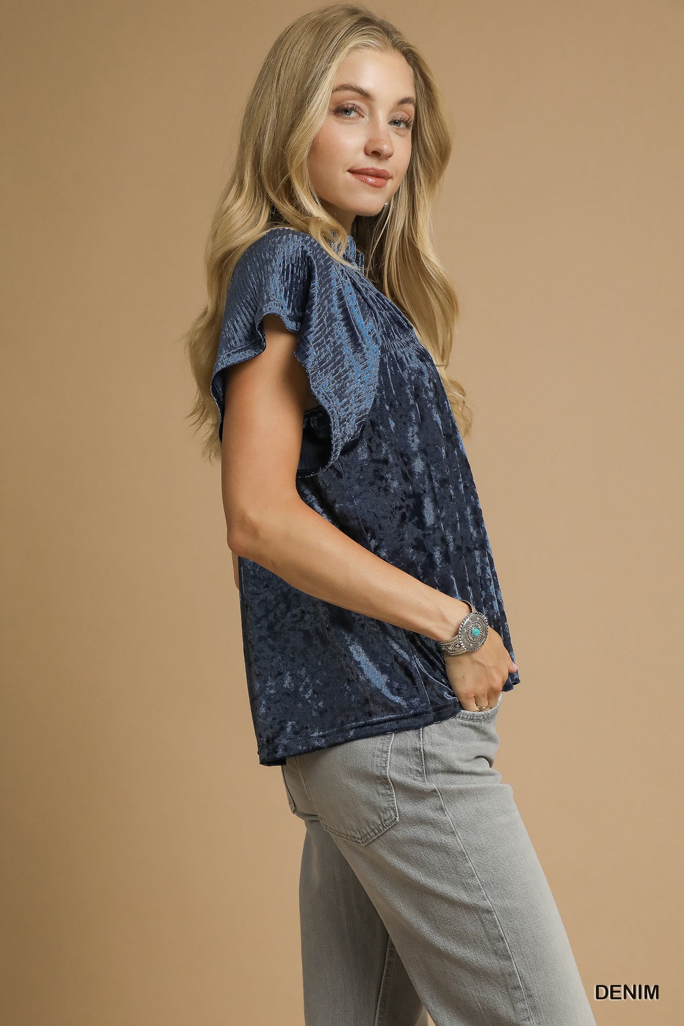 Crushed Velvet Pleated Blouse, image 2