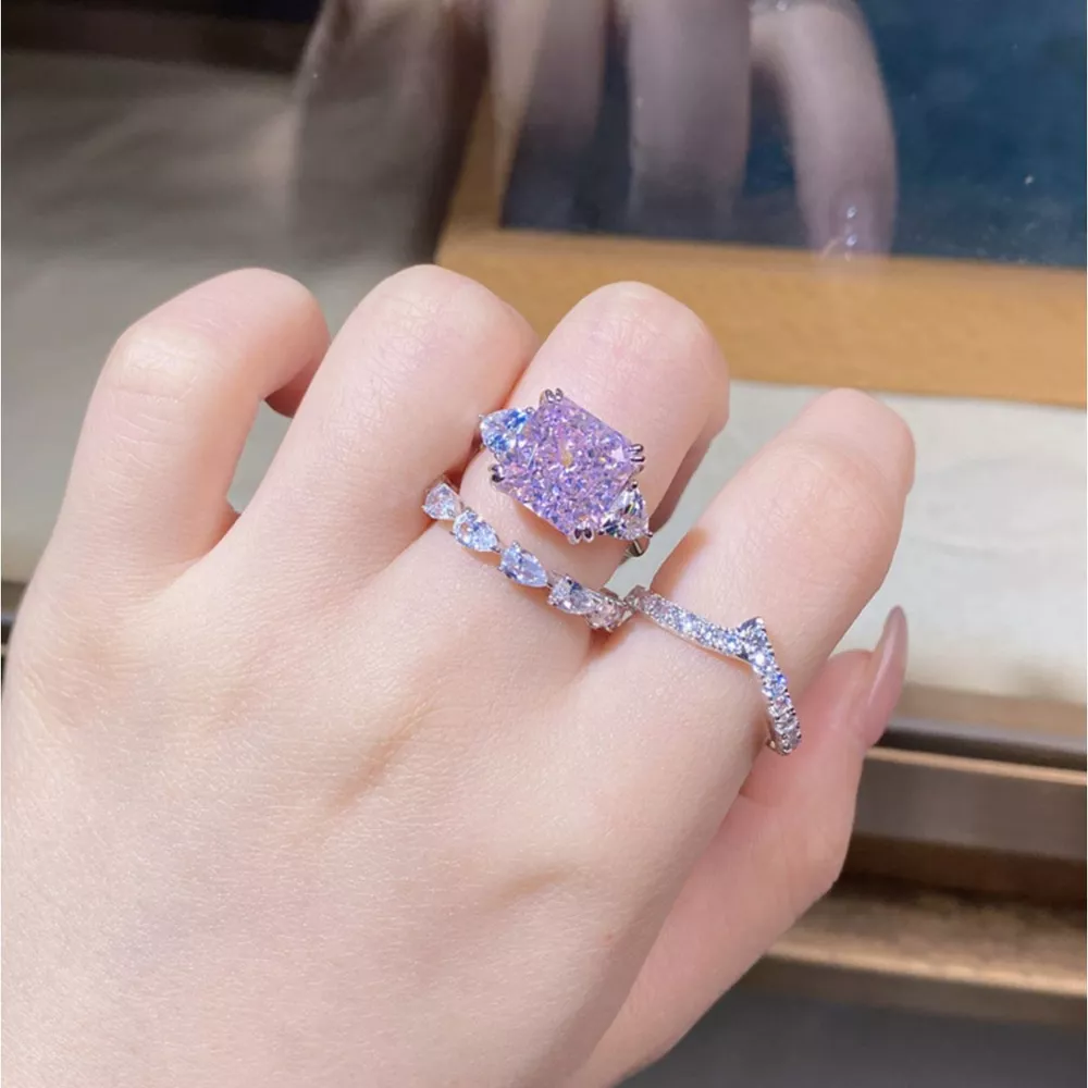 925 Sterling Silver Zircon Geometric Ring, image 4