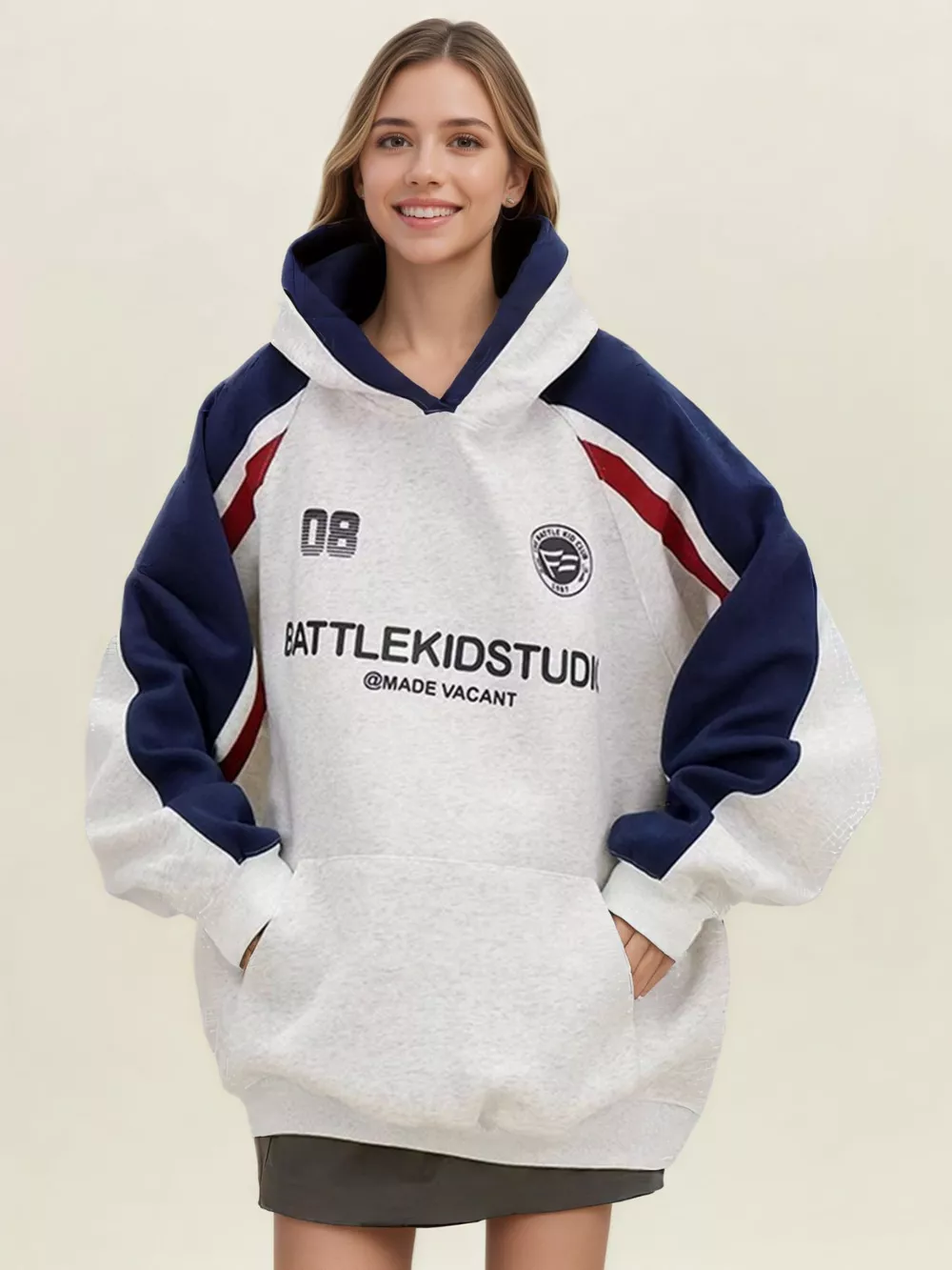 Oversized Raglan Sleeve Hoodie, image 3