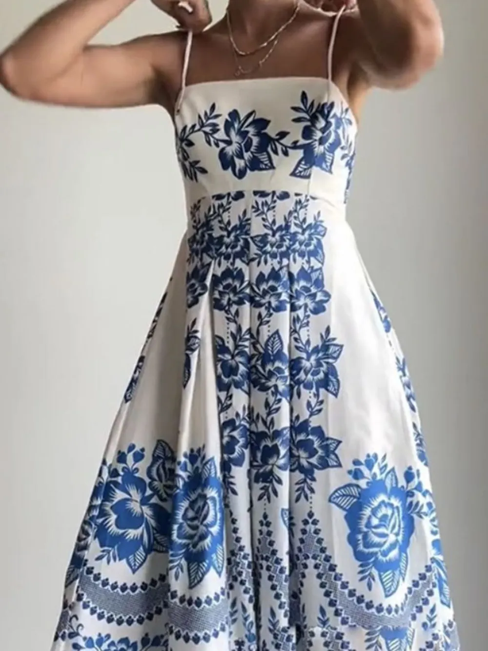 Printed Spaghetti Strap Maxi Dress, image 2