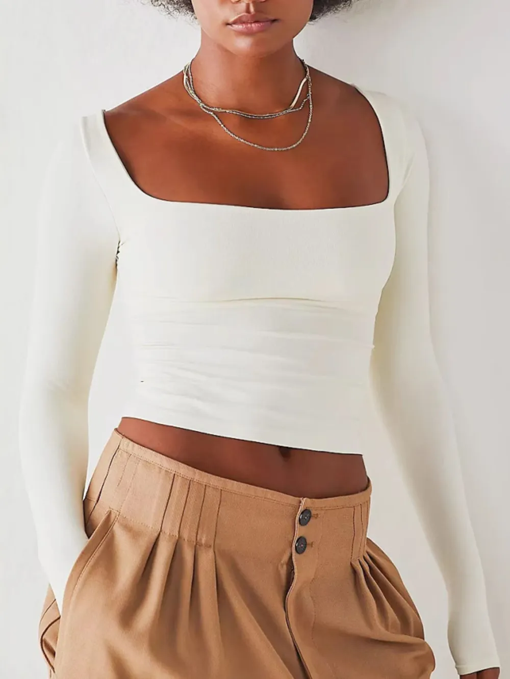 Square Neck Fitted Long Sleeve T-Shirt, image 13