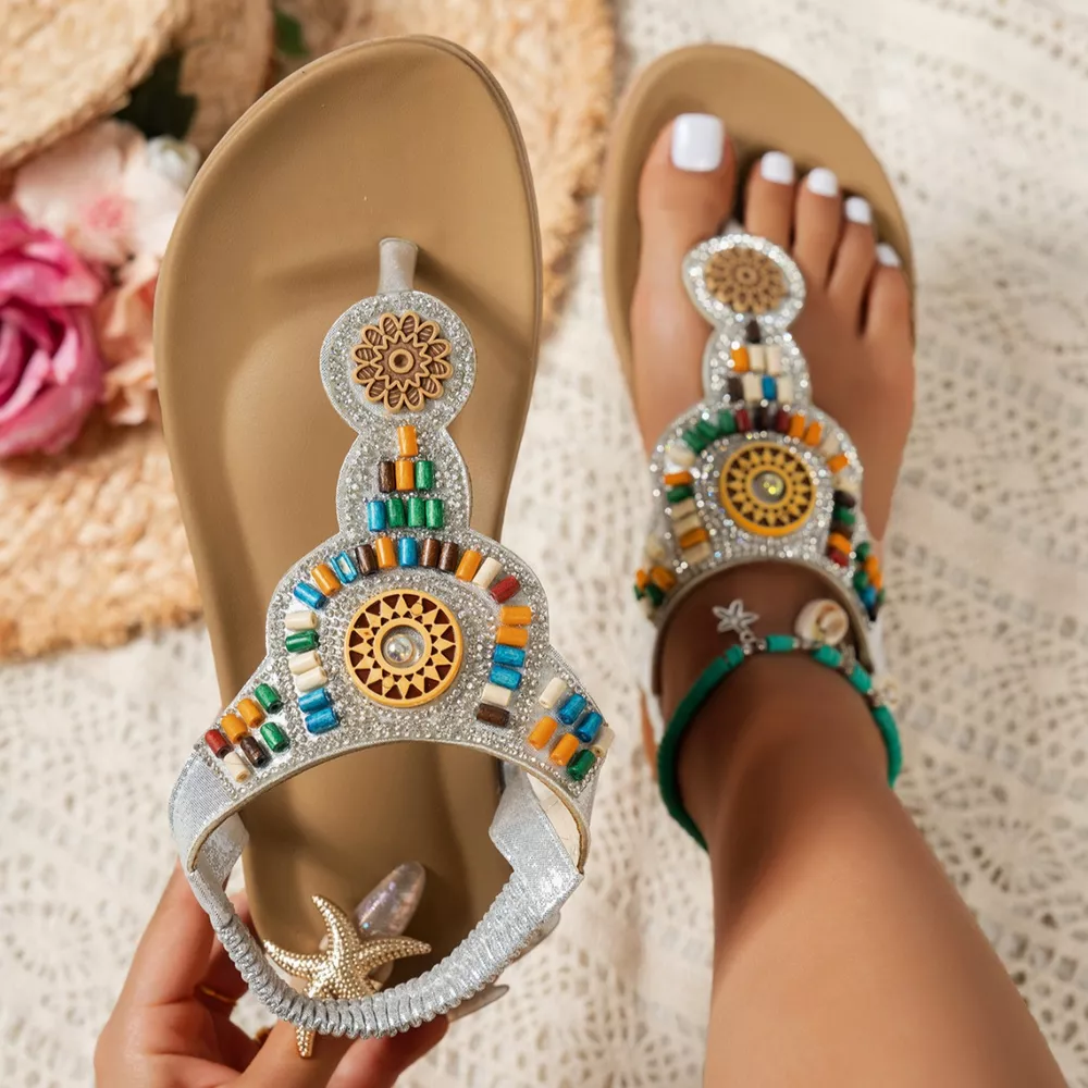 Beaded Toe Post Sandals, image 5