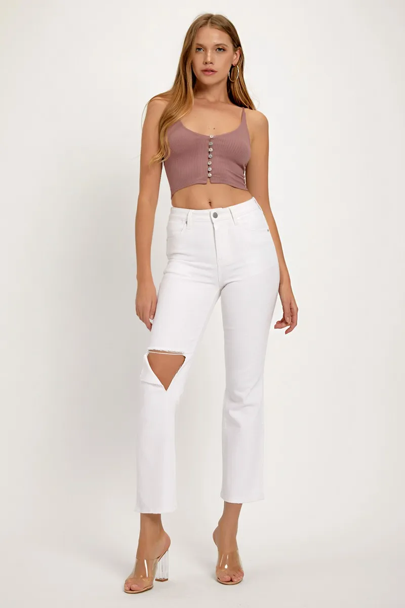 Full Size Distressed Cropped Straight Jeans, image 3