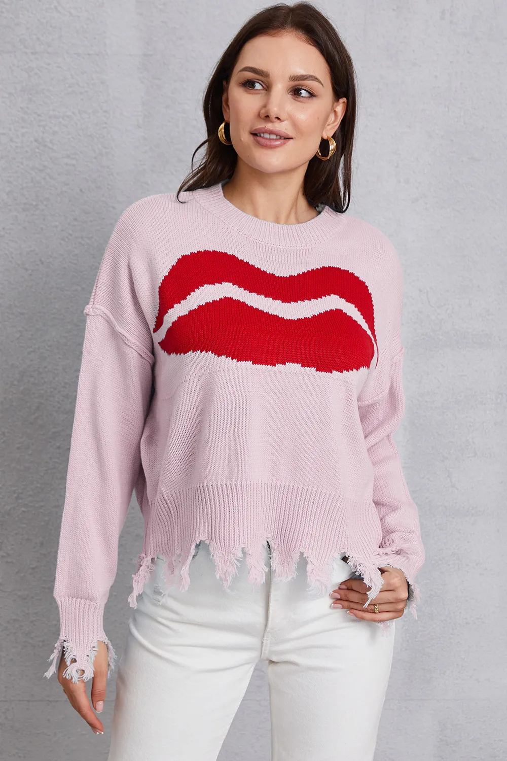 Lip Fringe Round Neck Sweater, image 20