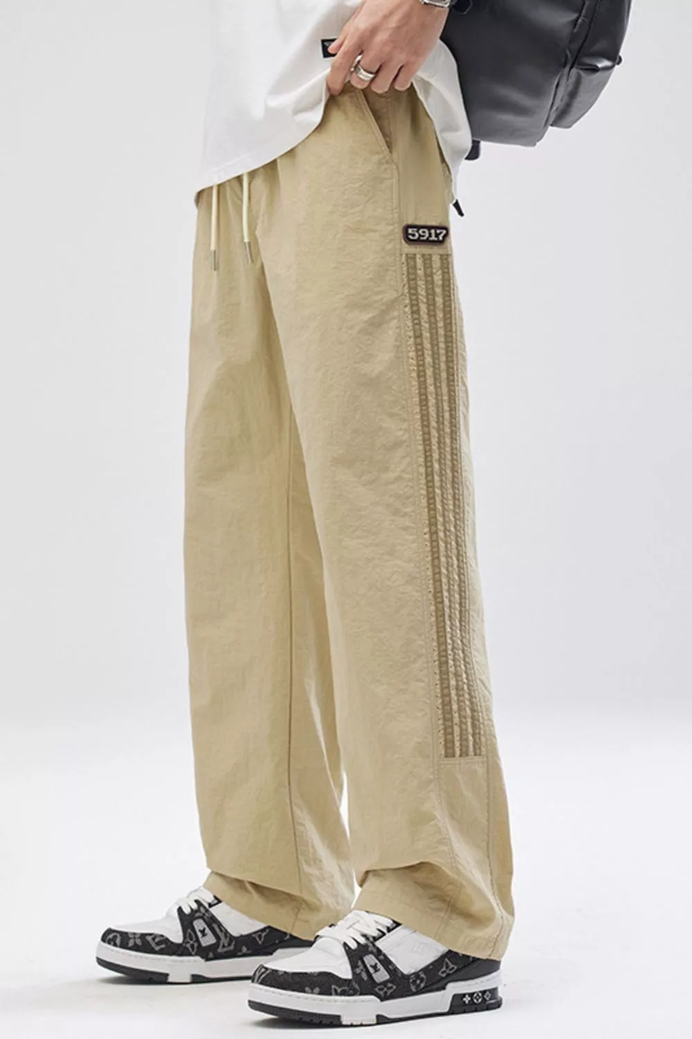 Men's Full Size Striped Casual Wide Leg Pants Plus Size, image 4