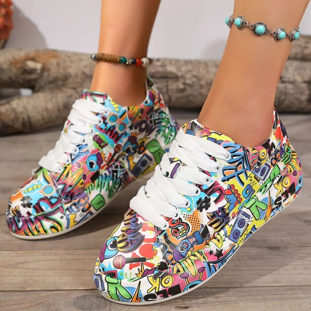 Abstract Print Lace Up Sneakers, image 6