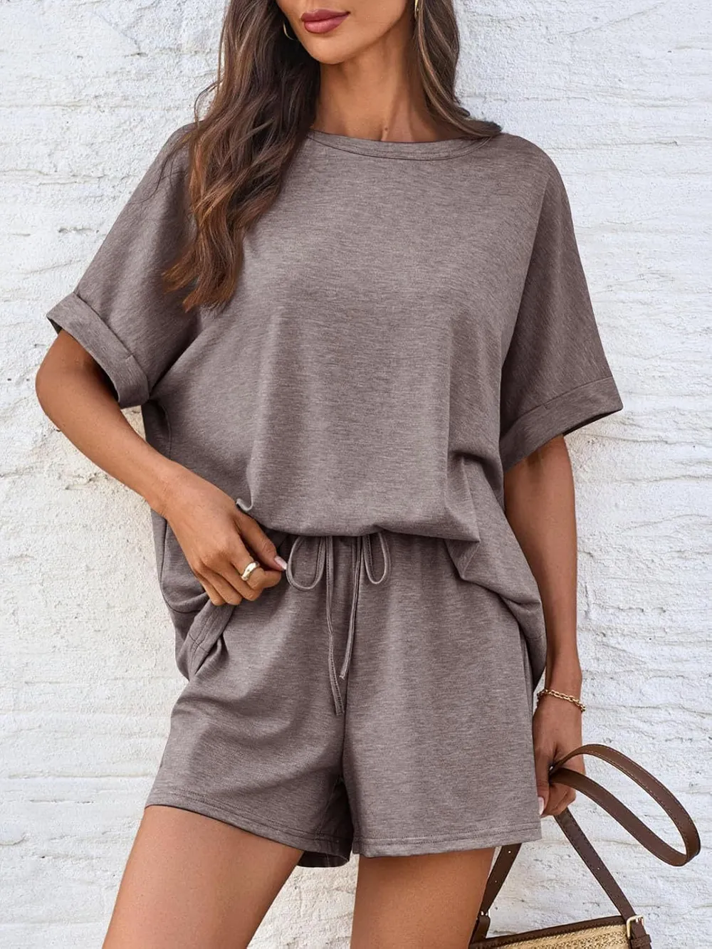 Round Neck T-Shirt and Drawstring Shorts Set, image 13