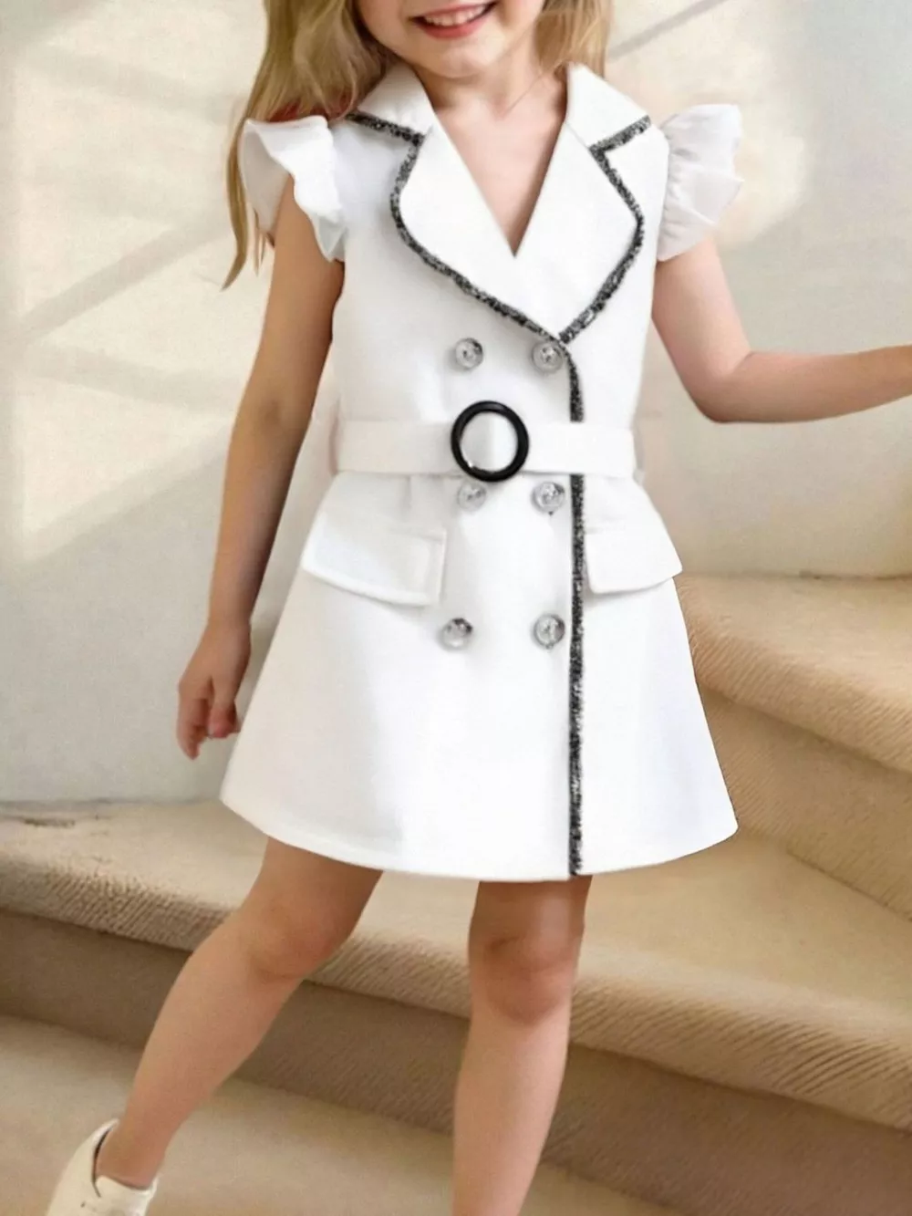 Children's Double Breasted Belt Dress, image 2