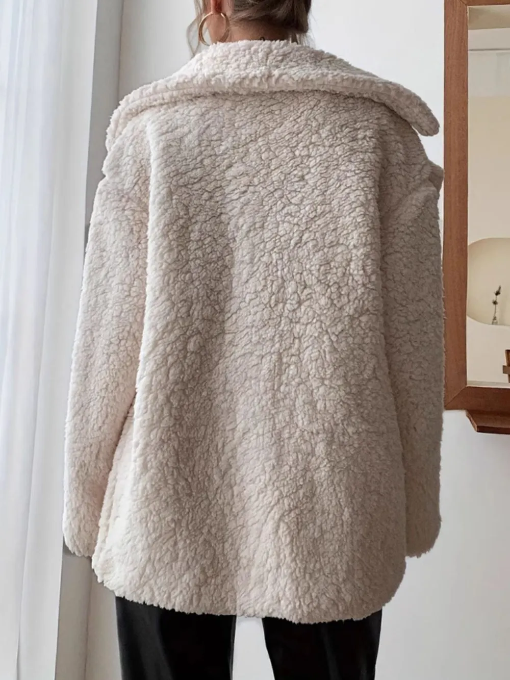 Fuzzy Open Front Long Sleeve Coat, image 2