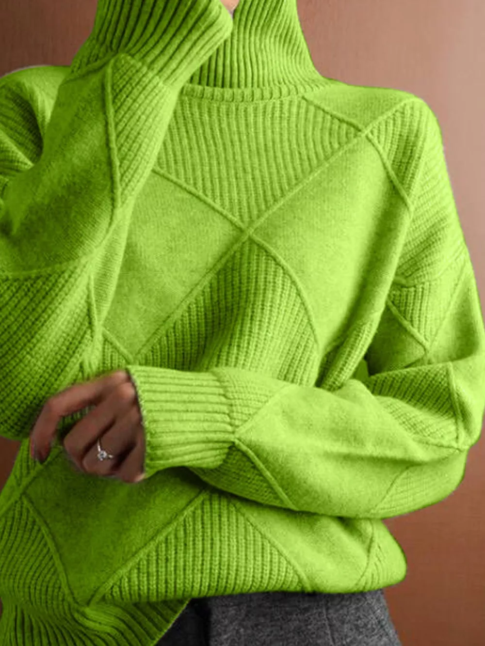 Argyle Pattern Turtleneck Sweater, image 7