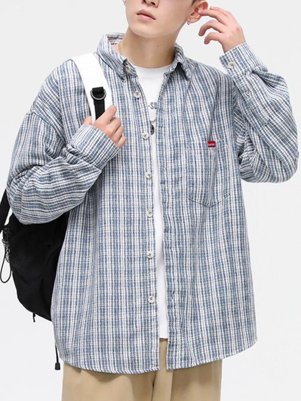 Men's Full Size Casual Plaid Button Up Shirt Plus Size, image 4