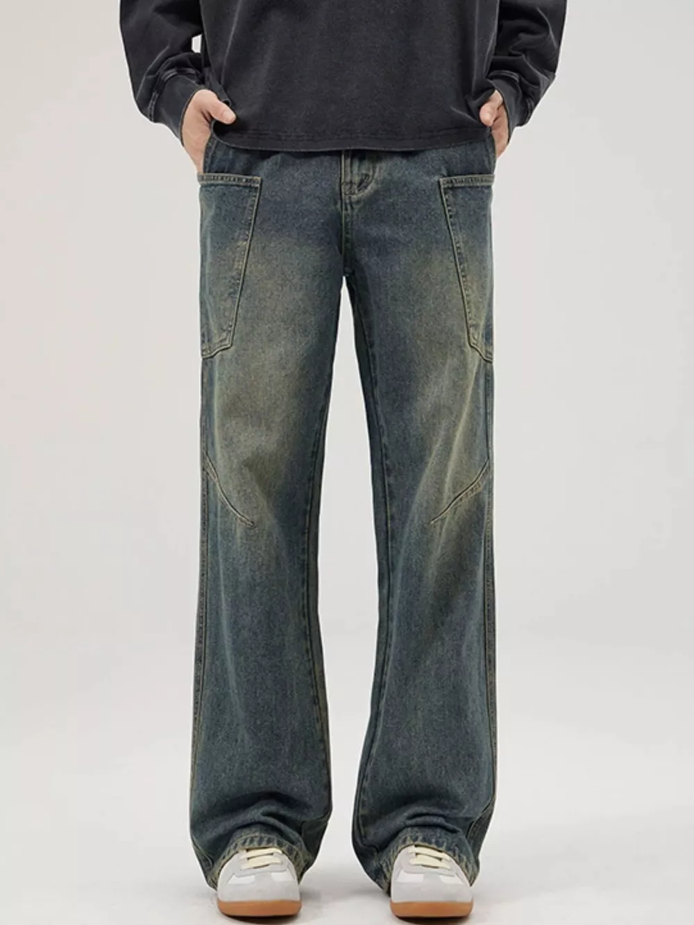 Men's Full Size Washed Wide Leg Baggy Jeans Plus Size, image 3