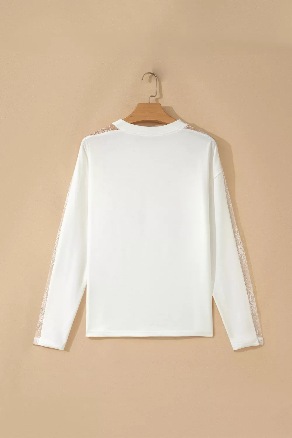Lace Patchwork Round Neck Long Sleeve Top, image 8