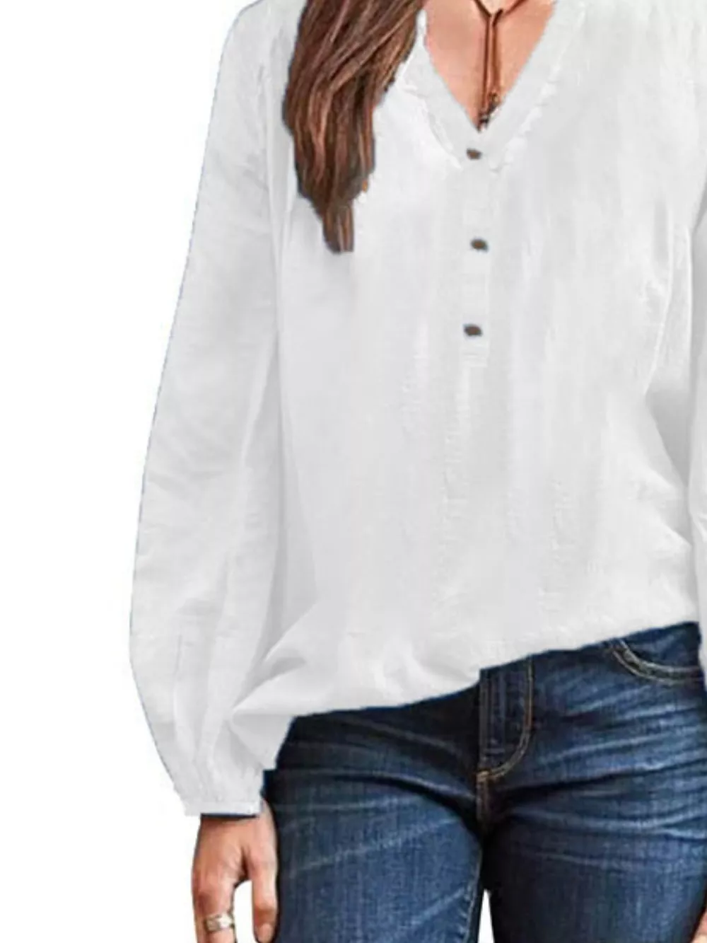 Full Size Notched Long Sleeve Blouse Plus Size, image 15