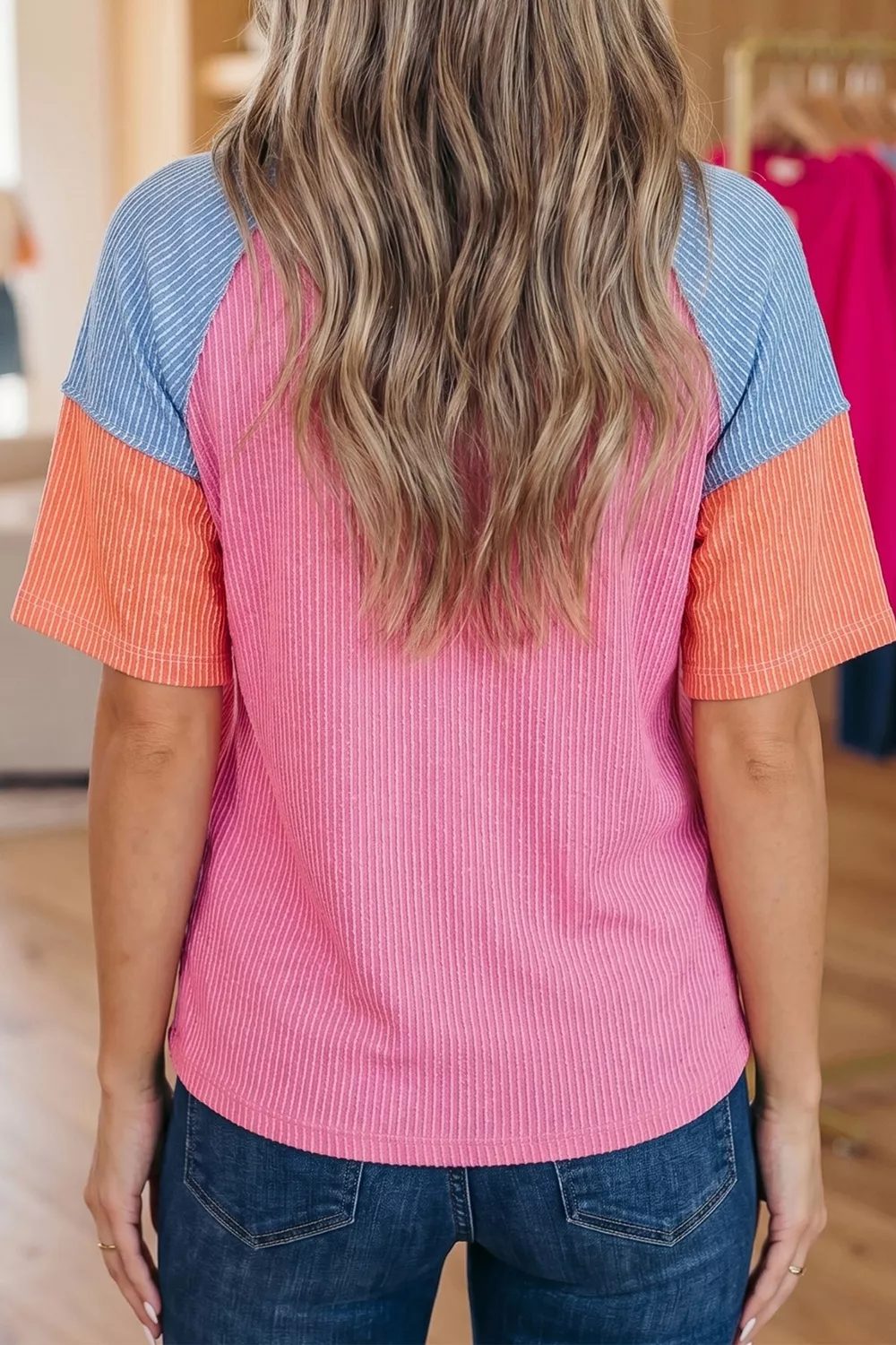 Color Block Twisted Ribbed Tee, image 2