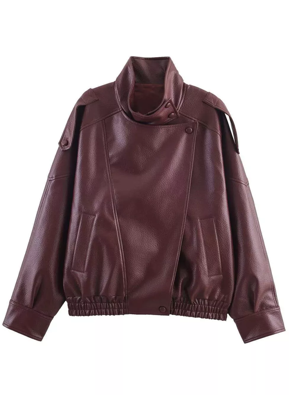 Zip-Up Faux Leather Moto Jacket, image 10