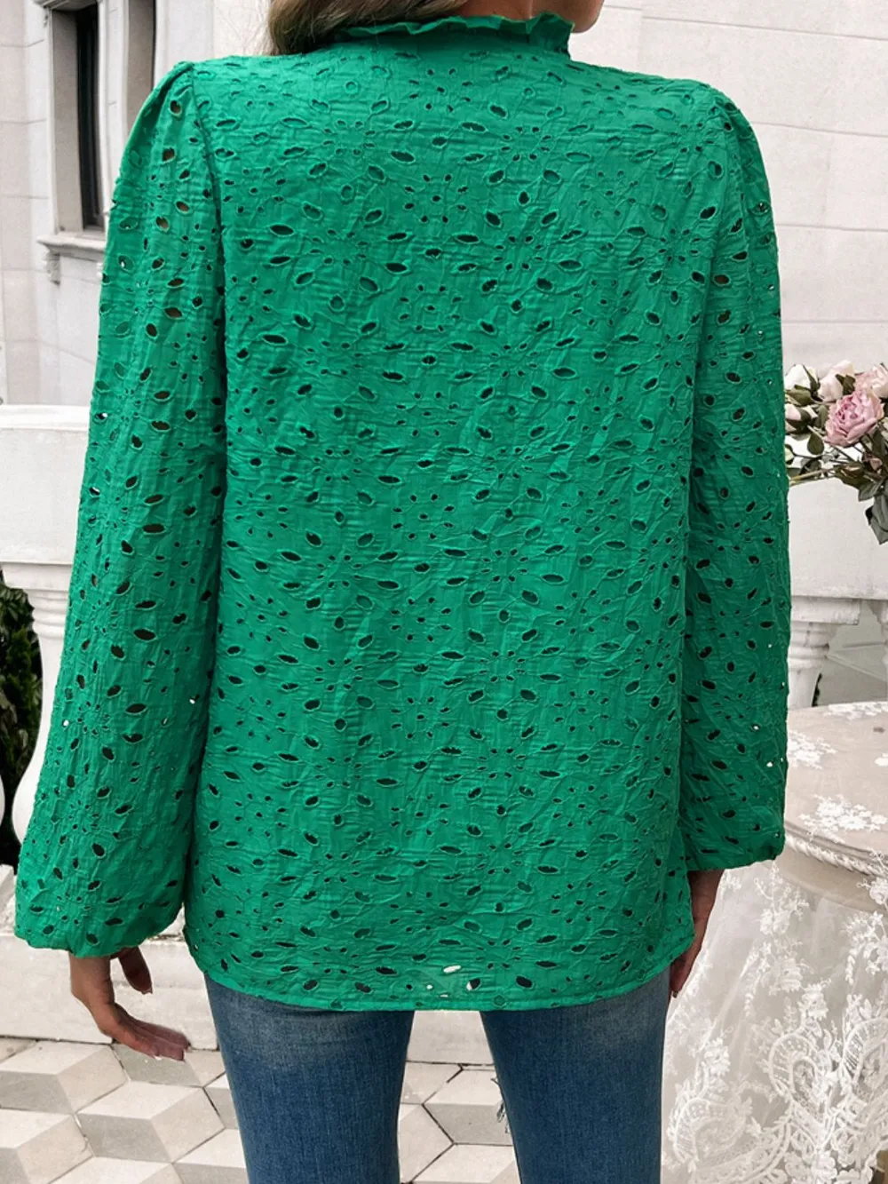 Frill Round Neck Long Sleeve Shirt, image 21