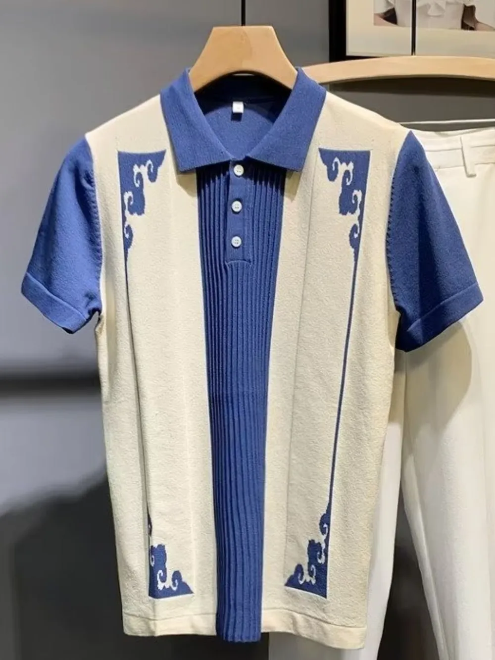 Men's Plus Size Color Block Short Sleeve Polo, image 2