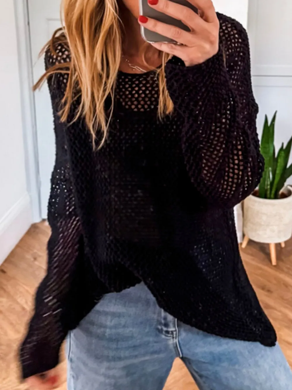 Lightweight Openwork Knit Cover Up, image 8