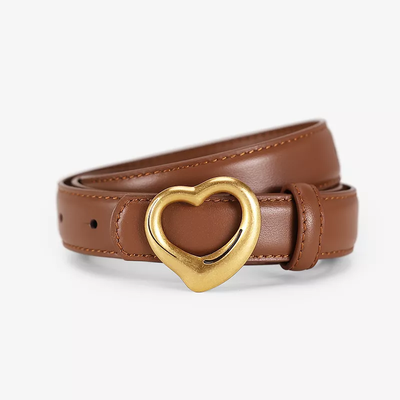 Heart Buckle Cowhide Leather Belt, image 6