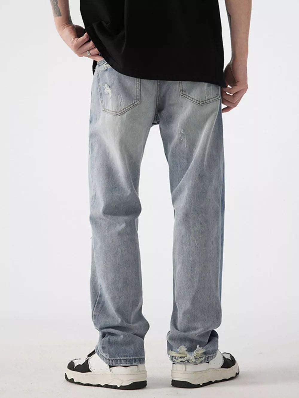 Men's Distressed Wide Leg Jeans, image 6