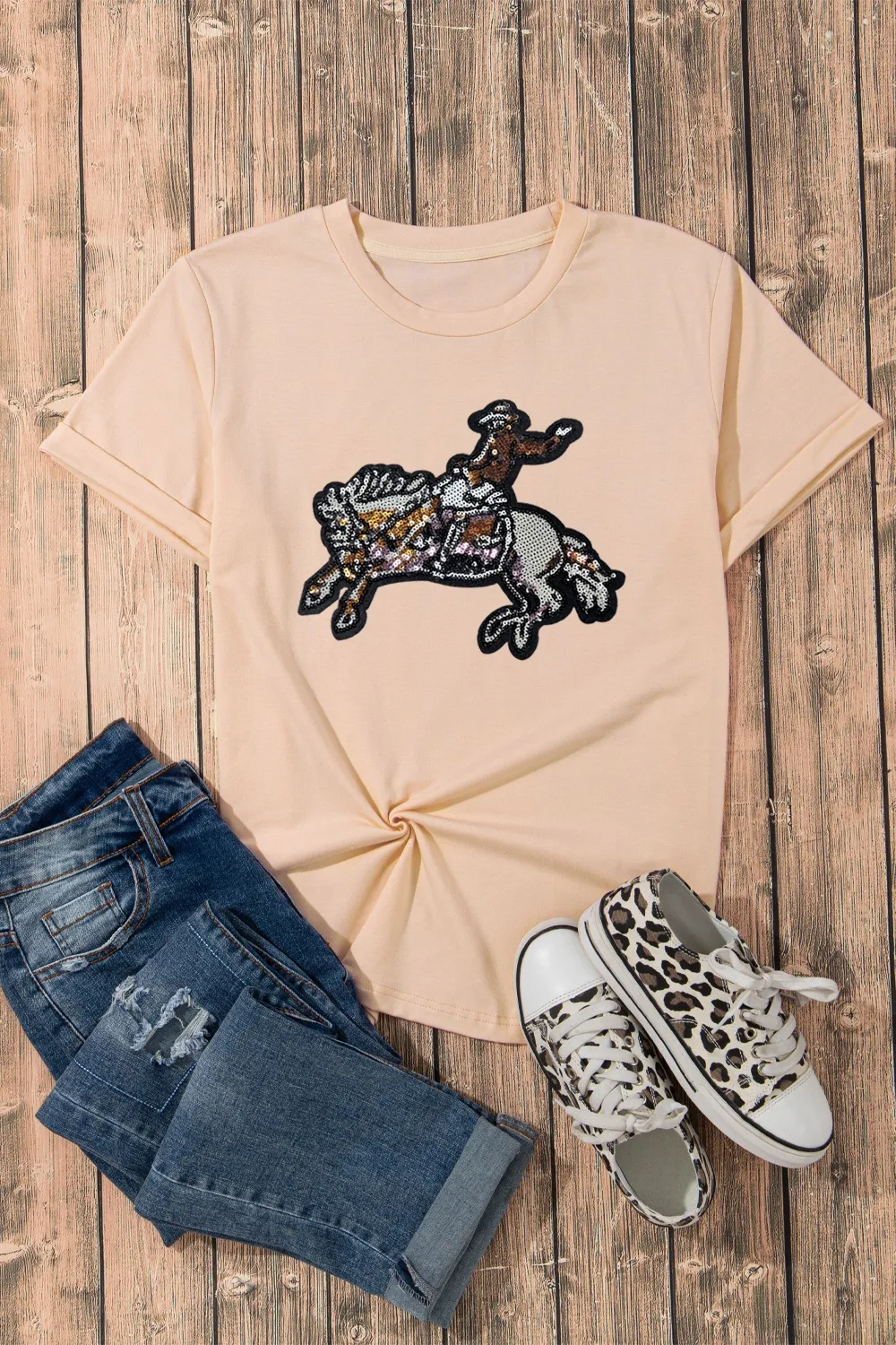 Sequin Rodeo Graphic Crewneck Tee, image 5