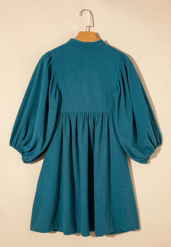 Corduroy Quarter Snap Three-Quarter Sleeve Dress, image 16