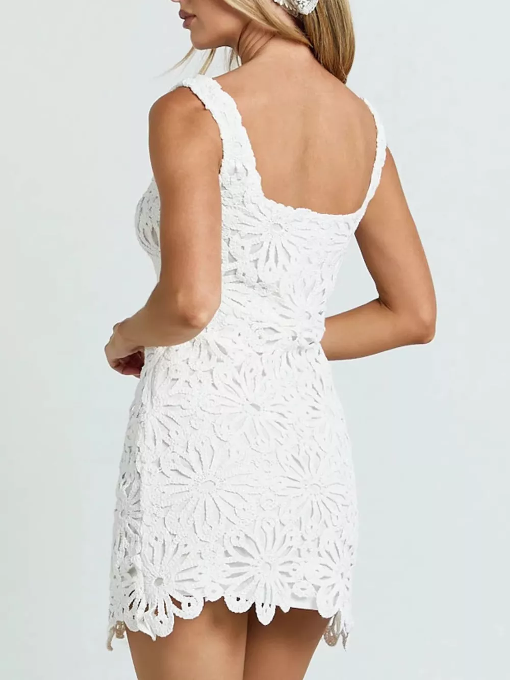 Crochet Wide Strap Mini Dress, image 5