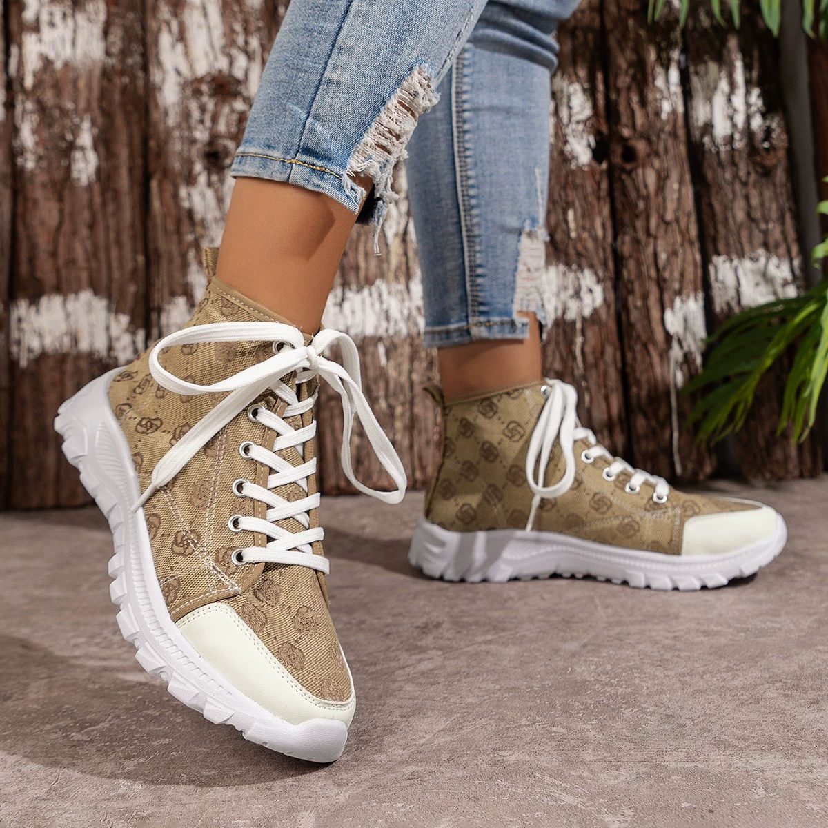 Lace Up Round Toe Sneakers, image 5