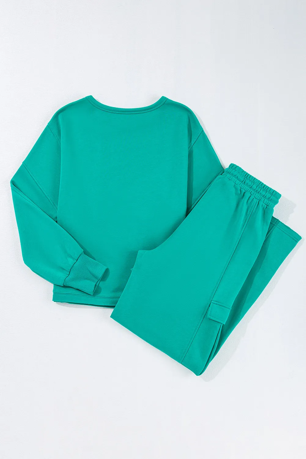 Full Size Round Neck Long Sleeve Top and Drawstring Pants Set, image 4