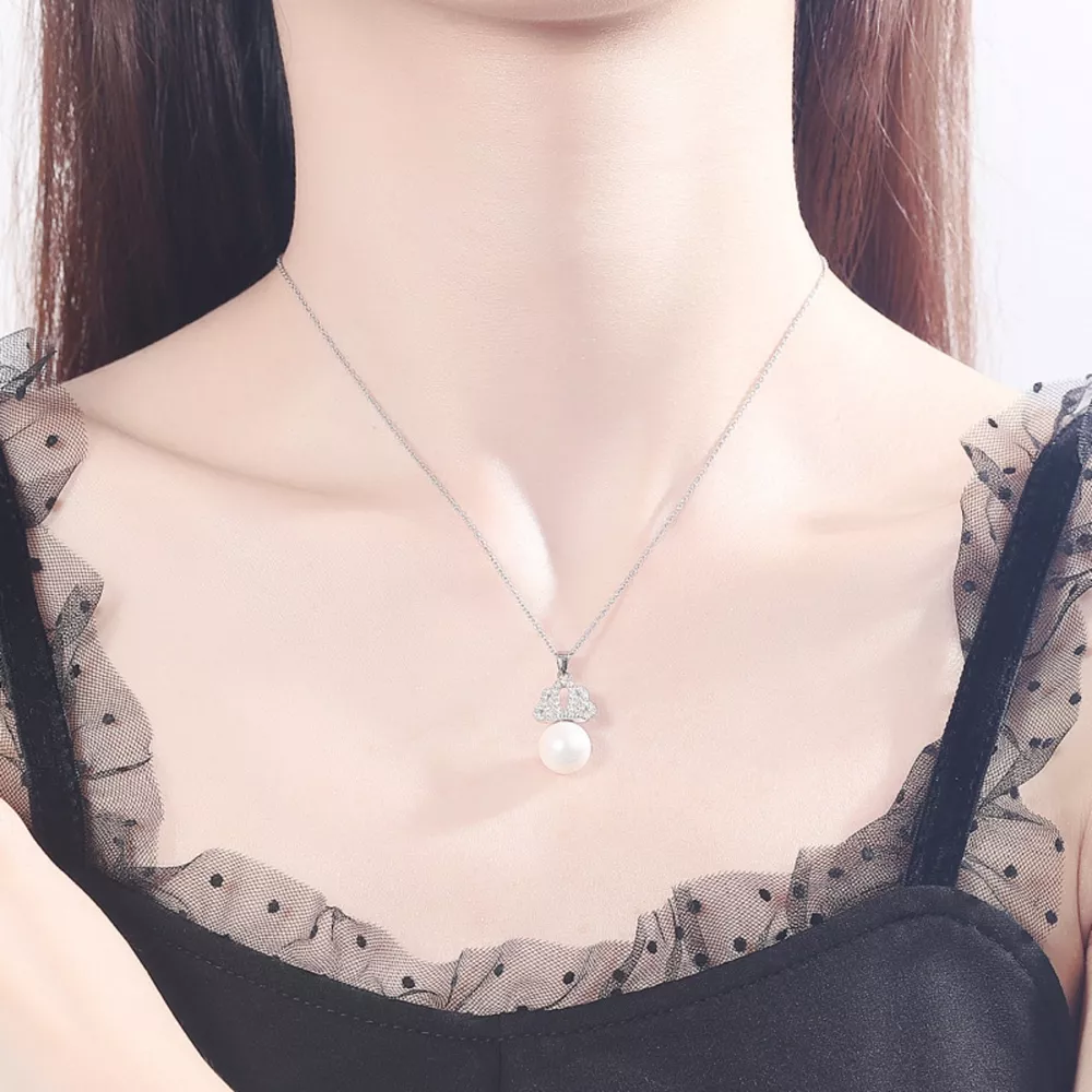 Crown Pearl Pendant Necklace, image 3