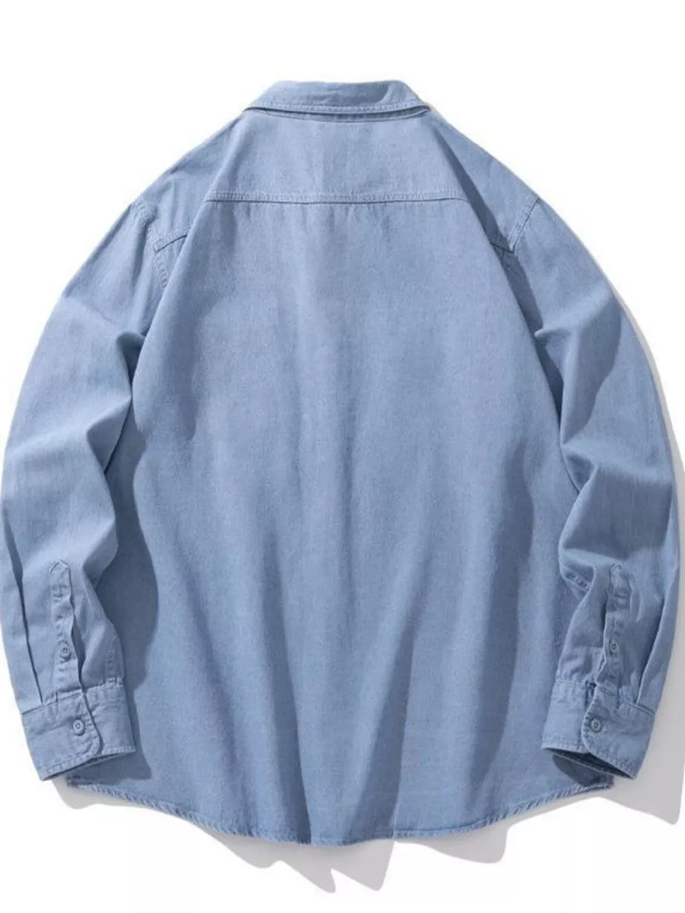 Men's Plus Size Button Up Long Sleeve Denim Shirt, image 3