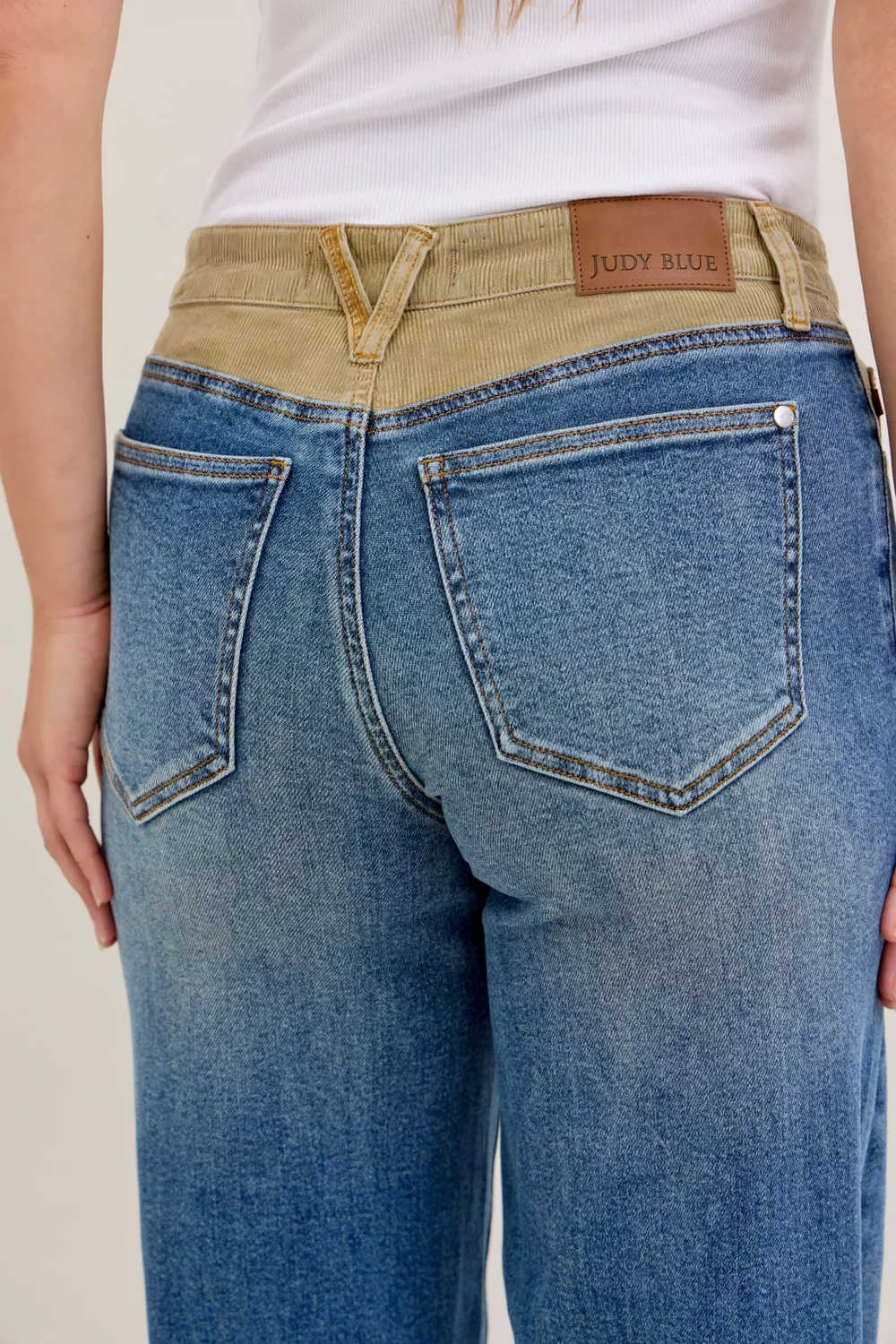 MR Column Straight Jeans with Corduroy Waist, image 7