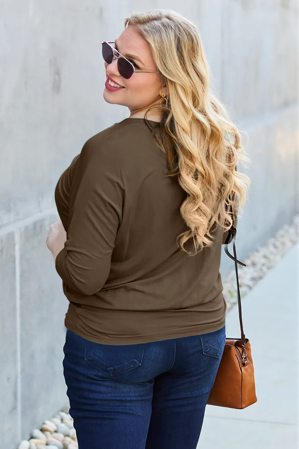 Full Size Round Neck Batwing Sleeve Top, image 19